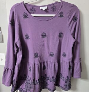 J.Jill Purple Embroidered Top